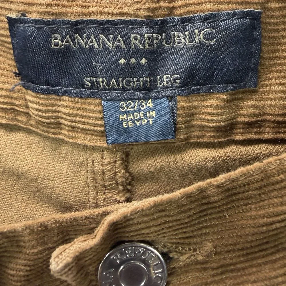 Banana Republic Straight Leg Corduroy Pants Men 32x34 (31x33 Actual) Light Brown
